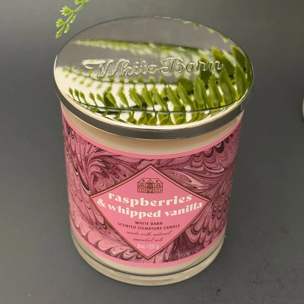 BBW Raspberries & Whipped Vanilla White Barn Bath & Body Works Single Wick Candl - Picture 4 of 10